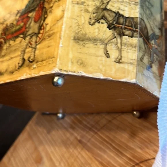 Vintage wooden handbag with lucite handle. Anton Pieck Mid century